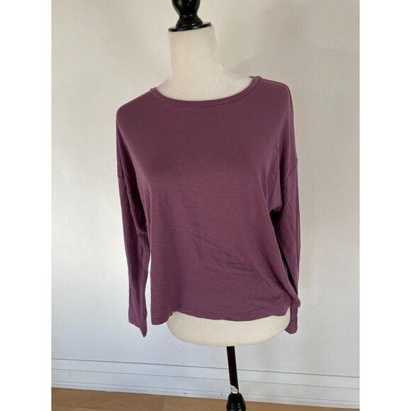 EILEEN Fisher BNWOT Women Plum Long Sleeve Top Crew Neck - Picture 2 of 7